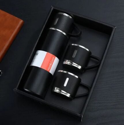 Vacuum Flask Set With 2 Steel Cup Combo-Keeps HOT/Cold-Ideal Gift Itoms & Bottle 500 Ml Bottle