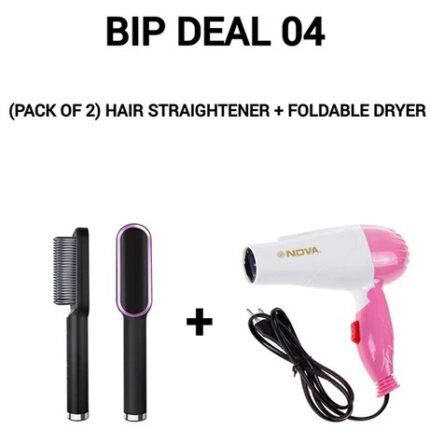 GS DEAL 04 (Pack of 2) Hair Straightener + Foldable Dryer
