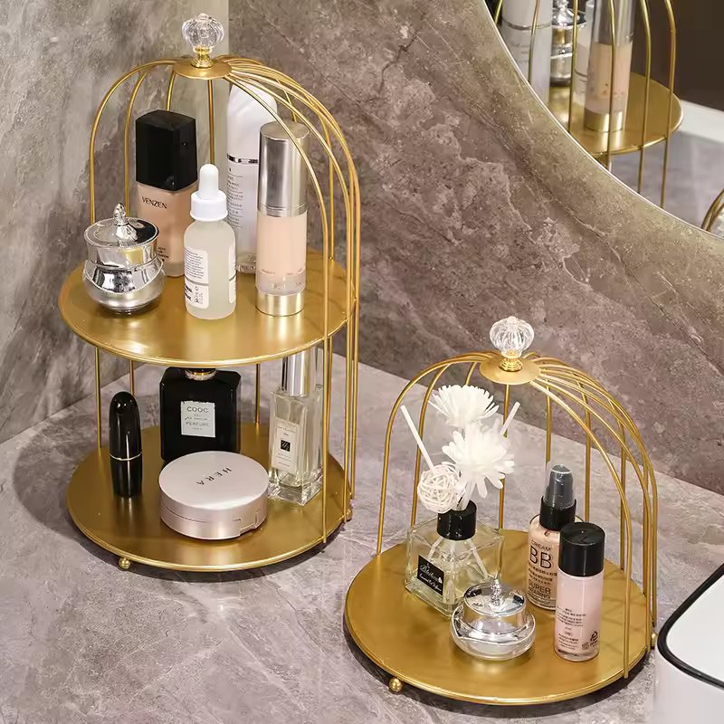 1735236997_4p8 Single and Double Layer Metal Bird Cage Organizer for Makeup - Image 1