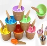 2 ice cream cups with spoons - Image 2