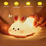Big Face Rabbit Night Light, Rechargeable Dimmable Animal