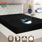 Waterproof Mattress Cover King Sized Mattress Protector Anti Slip Double Bed Fitted Bed Sheet Black