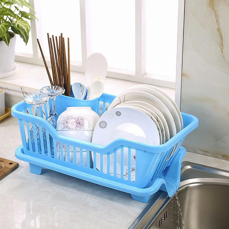 plastic-folding-dish-rack-drainer-with-drip-2 Stylish Countertop Plate & Bowl Drying Rack - Image 1